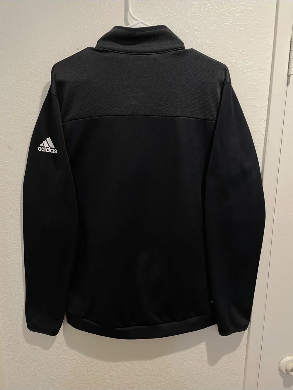 Adidas Mens M Black Climawarm 3 Stripe 1/4 Zip Pullover Performance Jacket